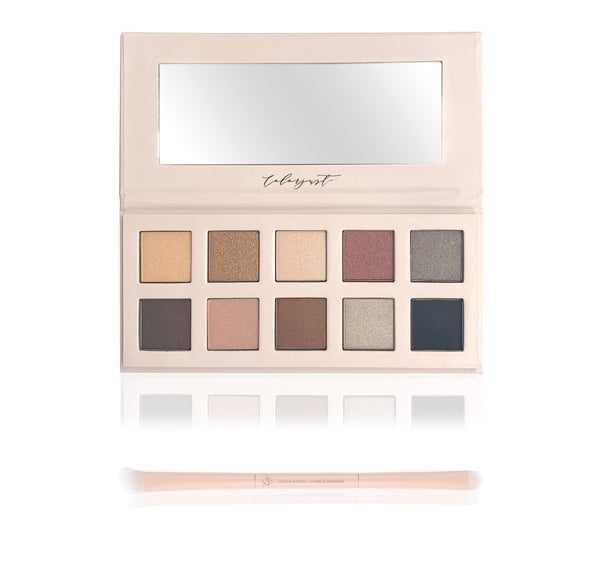 Shadow Shade Shimmer Eyeshadow Palette with Matching Double-Ended Eye Brush