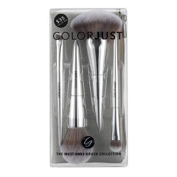 Colorjust Must Have Brush Collection in Polished Silver Metal